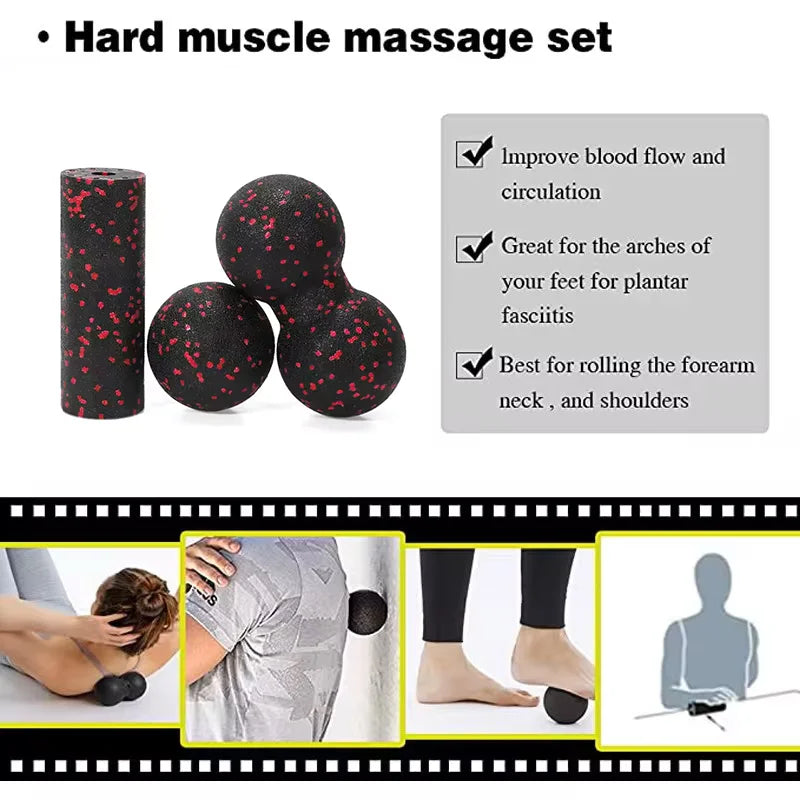 Yoga Peanut Ball Set | Massage Balls and Foam Block for Muscle Recovery