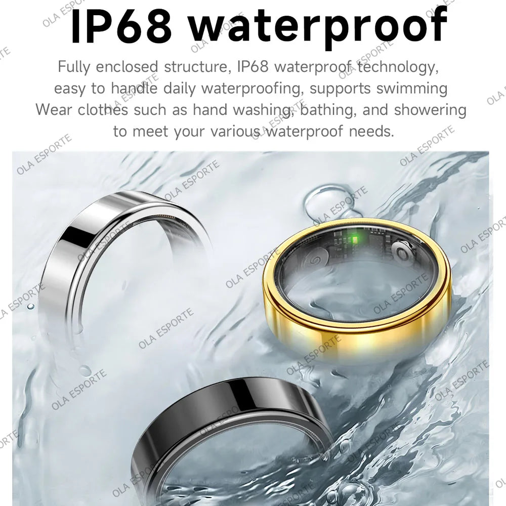 2026 Smart Ring Blood Pressure Heart Rate Sleep Monitoring Smartring IP68 & 5ATM Waterproof Multi-sport Mode Smartring Man Women