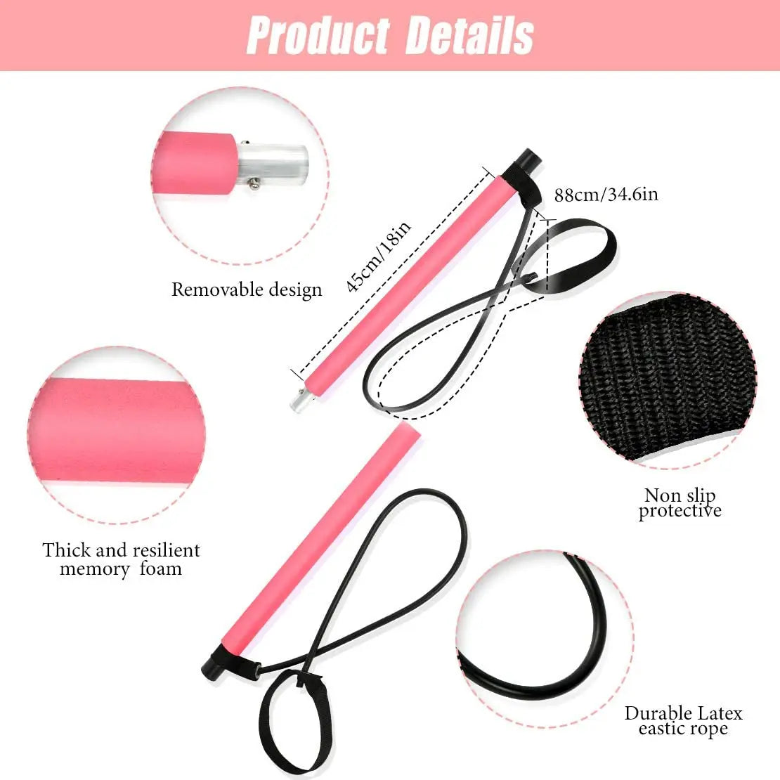 Portable Yoga Pilates Bar with Resistance Bands