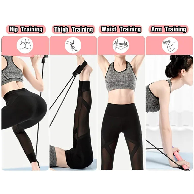 Portable Yoga Pilates Bar with Resistance Bands