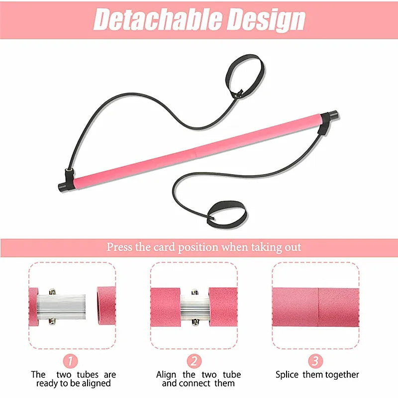 Portable Yoga Pilates Bar with Resistance Bands