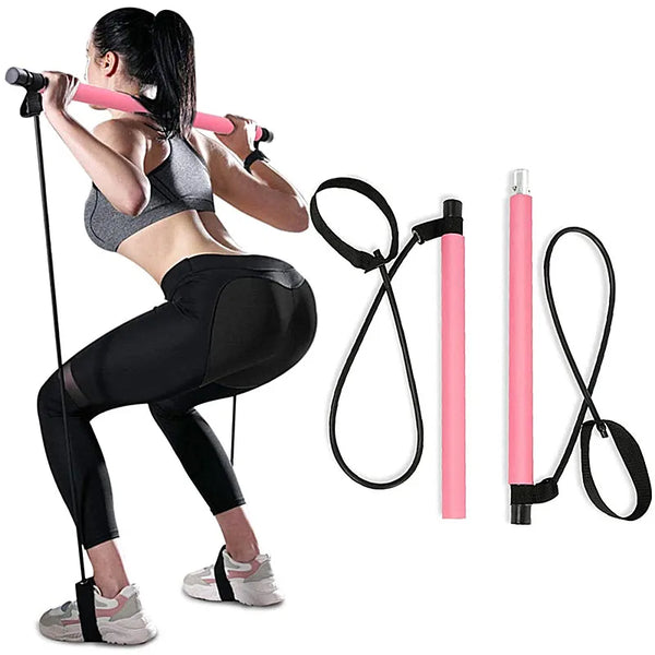 Portable Yoga Pilates Bar with Resistance Bands