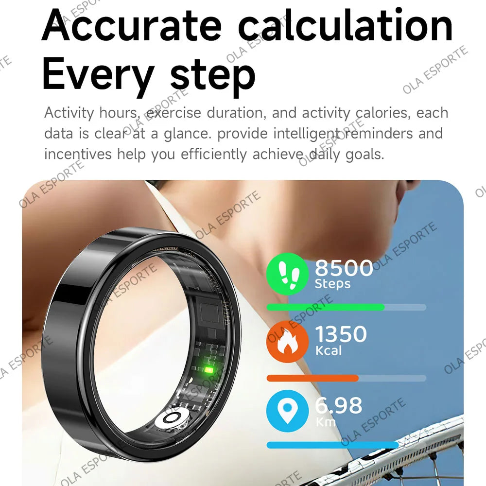2026 Smart Ring Blood Pressure Heart Rate Sleep Monitoring Smartring IP68 & 5ATM Waterproof Multi-sport Mode Smartring Man Women